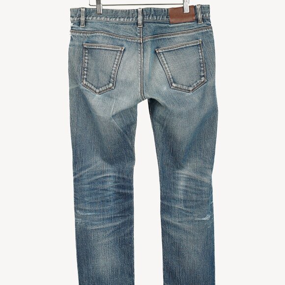 Prada Medium-Blue Distressed Tapered-Fit Jeans - Picture 2 of 16